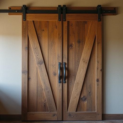 Sliding barn door made from reclaimed wood