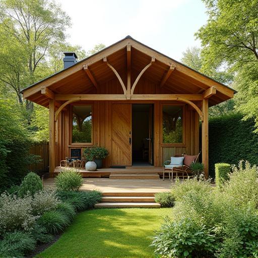 Timber framed garden office exterior
