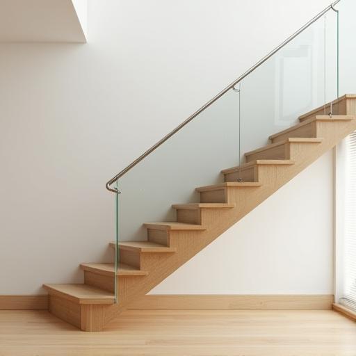 Solid oak staircase with glass balustrade