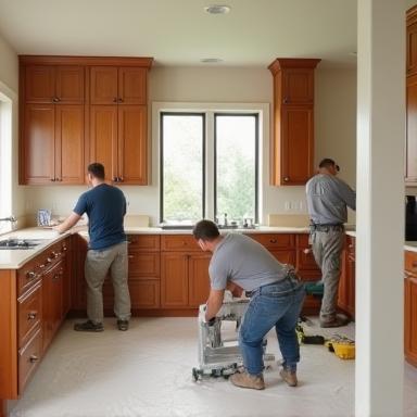 Installing custom cabinetry on site