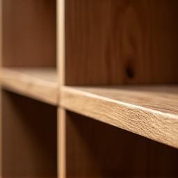 Custom oak bookshelf detail